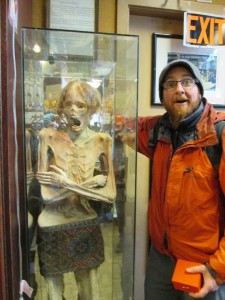 Jake posing with a mummy