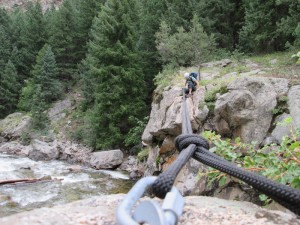anchor of Tyrolean traverse